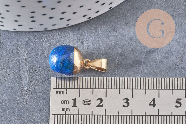 Pendentif goutte jade bleu foncé doré, fournitures créatives, pendentif pierre,jade naturel, jade bleu teinté,17-19mm, x1 G3716
