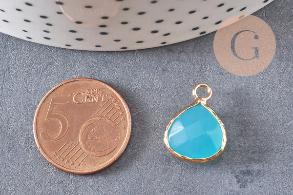 Pendentif goutte jade bleu, pendentif bijoux, pendentif jade,pendentif pierre,jade naturel, pendentif jade,18mm, x1 G0347