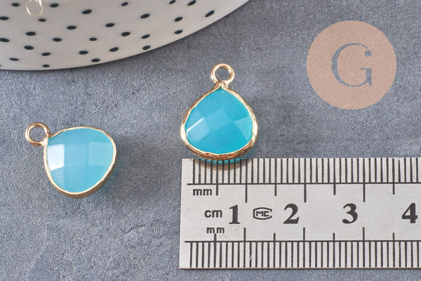 Pendentif goutte jade bleu, pendentif bijoux, pendentif jade,pendentif pierre,jade naturel, pendentif jade,18mm, x1 G0347