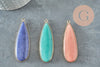 Pendentif goutte jade laiton doré 58mm,pendentif jade, pendentif pierre,jade naturel, jade vert, x1 G6274