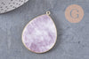 Pendentif goutte jade lilas, pendentif pierre, support doré, pierre naturelle, 17-19mm, x1 G3718