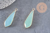 Pendentif goutte jade naturel vert turquoise doré 36mm, x1 (G2724)
