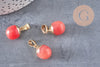 Pendentif goutte jade rouge doré, fournitures créatives, pendentif pierre,jade naturel, jade rouge teinté,17-19mm, x1 G3344