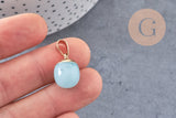 Pendentif goutte jade turquoise fer doré 17-19mm, x1 (G3366)