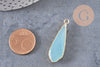 Pendentif goutte jade vert turquoise doré, pendentif pierre,jade naturel, jade vert,36mm, x1 G2724
