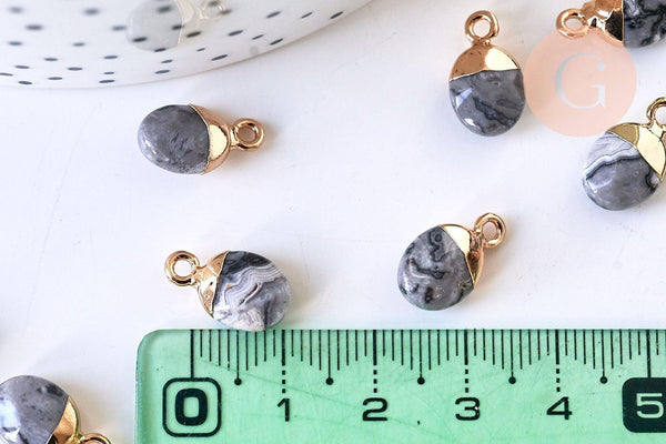 Pendentif goutte jaspe Picasso,pendentif bijoux,jaspe Picasso naturel,pendentif pierre naturelle,14mm, x2 (G5631)