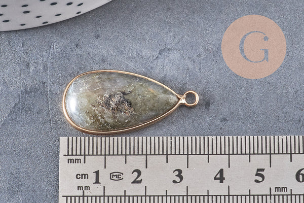 Pendentif goutte labradorite naturelle 33mm, Pendentif création bijoux pierre, x1, G1470