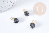 Pendentif goutte labradorite noire naturelle fer doré 14-15mm, x1 (G8697)