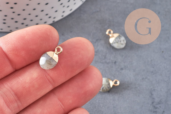 Pendentif goutte labradorite,pendentif pierre,bijou pierre,pendentif pierre, labradorite naturel,pendentif labradorite,14mm,x 2, (G0028)