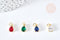 Pendentif goutte laiton doré zircon coloré 11.5mm,pendentif cristal, pendentif doré cristal, création bijoux, x1 G3836
