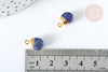 Pendentif goutte lapis lazulis naturel argent 925 doré 18K 20mm, x1 (G7722)