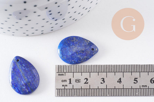 Pendentif goutte lapis lazulis naturelle 25.5mm, x1 (G10076)