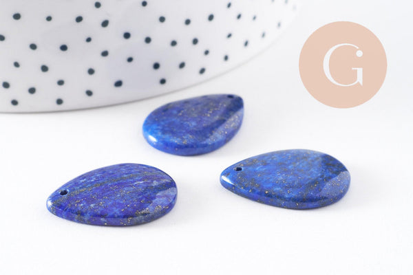 Pendentif goutte lapis lazulis naturelle 25.5mm, x1 (G10076)