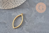 Oblong Teardrop Pendant, 304 Stainless Steel, IP Gold Plated, Open Back, 38mm, x1 (G11252)