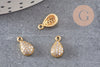 Pendentif goutte or cristal zircon, pendentif doré cristal, bijou doré,10.5mm, x1 (G2740)