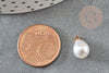 Pendentif goutte plastique imitation perle eau douce laiton doré 18K 13mm, x1 (G9364)