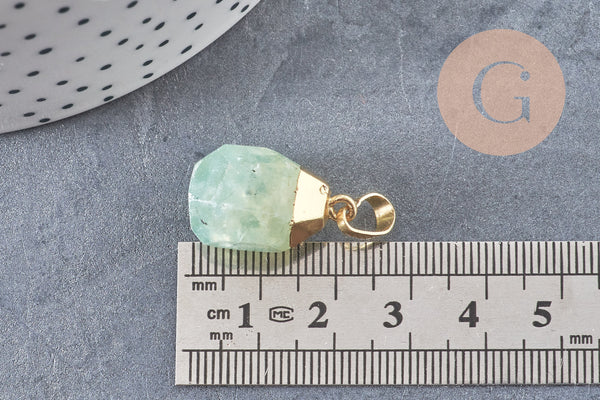 Pendentif goutte préhnite facetté doré, bijou pierre,pendentif pierre, préhnite naturelle, bijoux pierre,19-21mm, x1 G5037