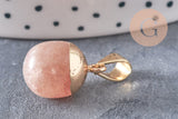 Pendentif goutte quartz fraise naturel 17-19mm, x1 (G3611)