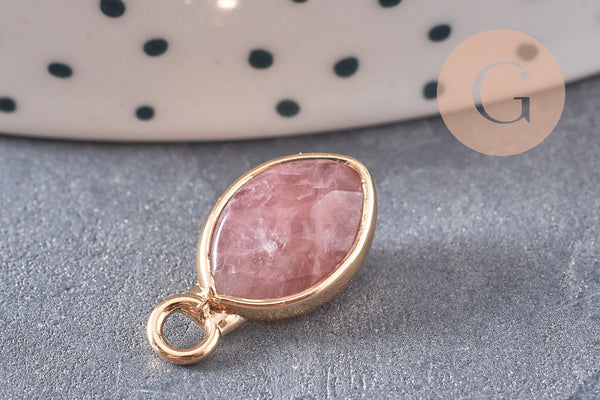 Pendentif goutte quartz fraise facette naturel 17mm, x1 (G5190)