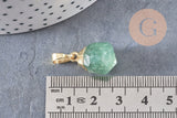 Pendentif goutte quartz fraise vert facetté doré, bijou pierre,pendentif pierre, quartz fraise naturel, bijoux pierre,19-21mm, x1 G4509