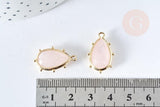 Pendentif goutte quartz rose naturelle laiton doré 22.5mm,pendentif bijou pierre naturelle, x1, G8368