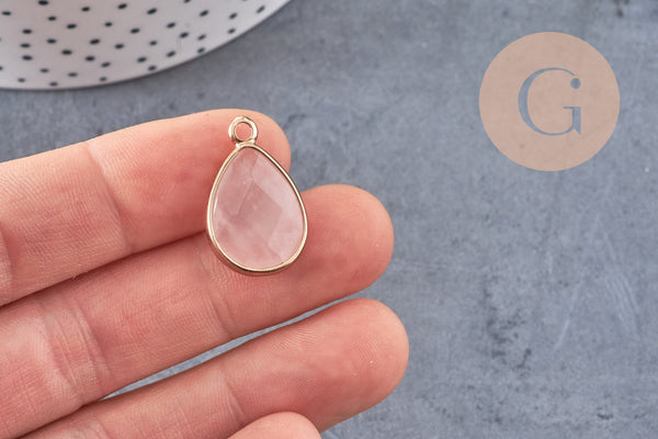 Pendentif goutte quartz rose, pendentif bijoux, pendentif quartz,pendentif pierre,quartz rose naturel, x1 G5231