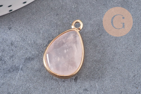 Pendentif goutte quartz rose, pendentif bijoux, pendentif quartz,pendentif pierre,quartz rose naturel, x1 G5231