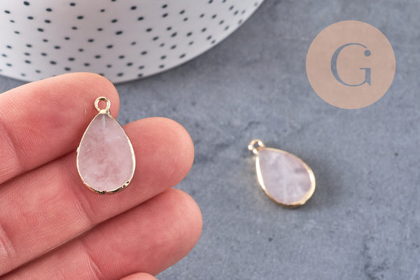 Pendentif goutte quartz rose,Pendentif pour bijoux, pendentif pierre, pierre naturelle, pendentif rose,quartz rose naturel,22mm,G3107