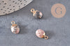 Pendentif goutte rhodonite naturelle fer doré 14mm, x2 (G10276)
