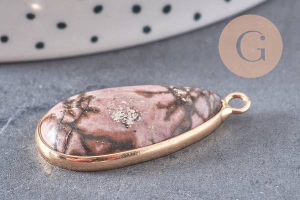 Pendentif goutte rhodonite,pendentif bijoux,pendentif pierre, rhodonite Naturelle,pendentif rhonodite,33mm, x1 G2426