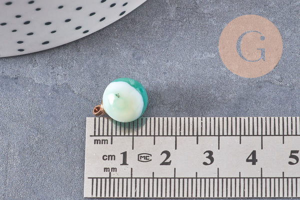 Pendentif goutte rond agate verte rayée, support doré, création bijoux pierre naturelle, pendentif pierre naturelle, 14mm, x1, G4486