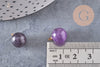 Pendentif goutte rond améthyste violette, support doré, création bijoux pierre naturelle, pendentif pierre naturelle, 14mm, x1, G4489