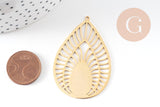 Pendentif goutte soleil acier 201 inoxydable dore 52mm ,breloque acier inoxydable doré filigrane sans nickel pour création bijoux, x1 G6119