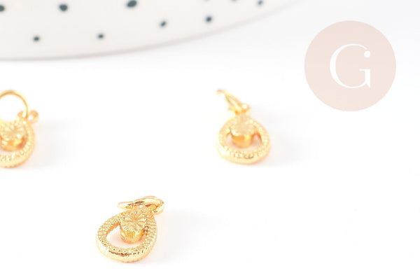 Pendentif goutte zamac doré,fournitures créatives, sans nickel,perle géométrique,10mm, x5 G5459