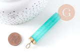 Pendentif grand tube jade bleu doré,pendentif bijoux,pendentif pierre naturelle,66mm, x1 (G4126)