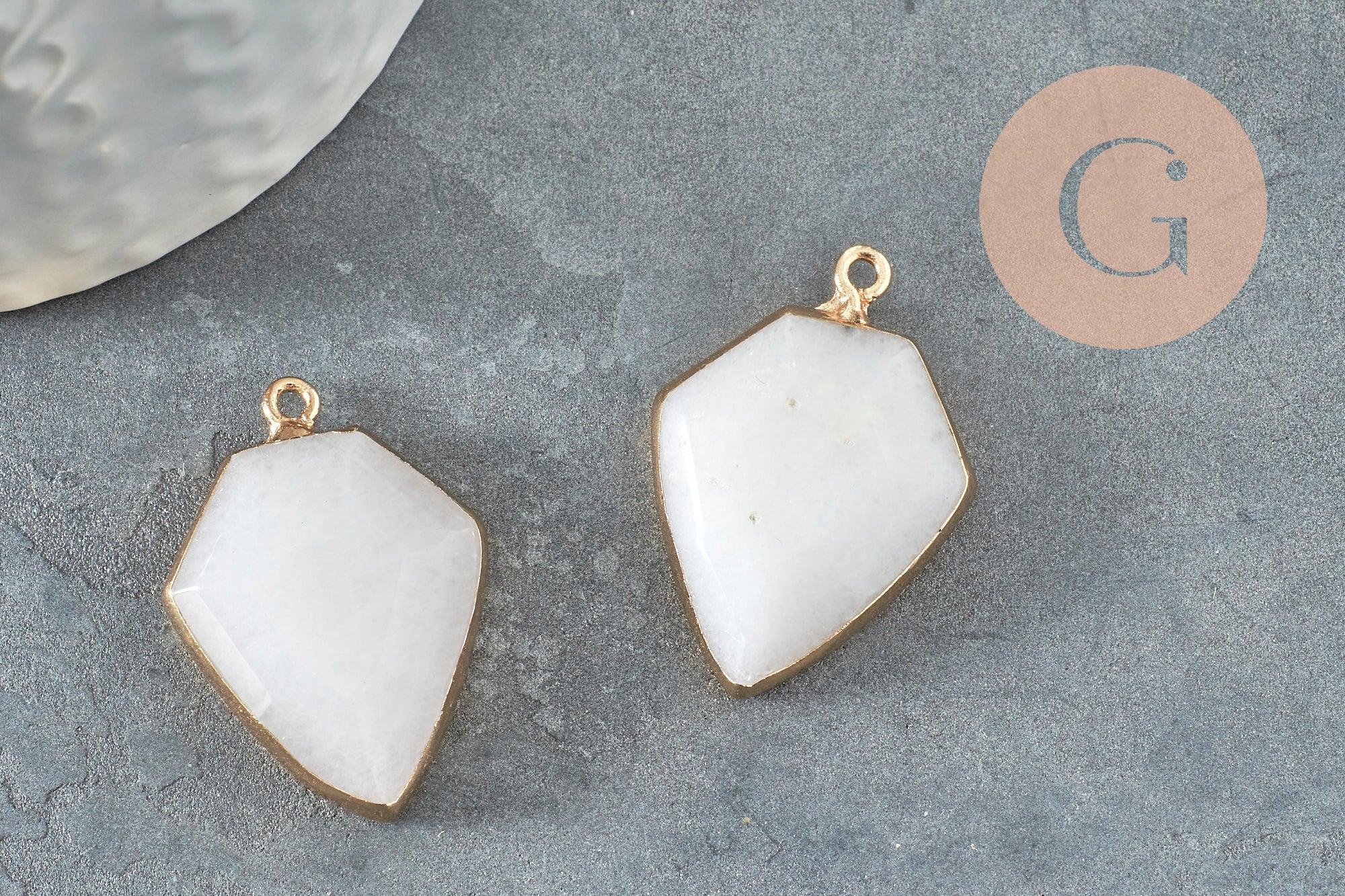 Pendentif hexagone jade blanc,Pendentif bijoux,pierre jade blanc,pierre naturelle,pendentif jade, jade naturel,30mm, x1 G1619