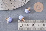 Pendentif hexagone jade bleu 11mm,pendentif pierre jade naturel pour création bijoux, x2 G2192