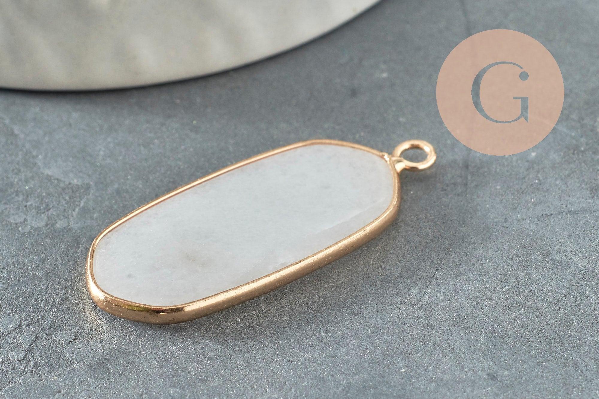 Pendentif hexagone jade naturel blanc 37mm,Pendentif pour bijoux pierre,pendentif collier,pendentif jade, jade naturel, x1 G2393
