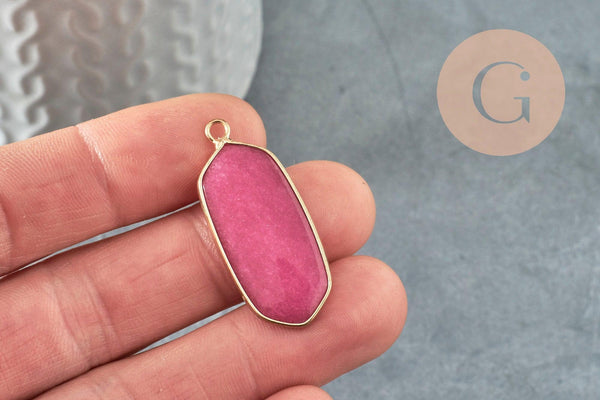 Pendentif hexagone jade naturel violet 37mm ,Pendentif pour bijoux,pendentif collier,pendentif jade, jade naturel, x1 G1305