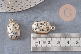 Pendentif hexagone jaspe dalmatien naturel 25mm, x1 (G1866)