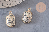 Pendentif hexagone jaspe dalmatien naturel 25mm, x1 (G1866)