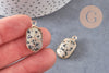 Pendentif hexagone jaspe dalmatien,pendentif pierre, support doré,création bijou pierre naturelle,jaspe naturel,25mm, x1, G1866