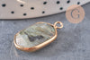 Pendentif hexagone labradorite,pendentif pierre, support doré,création bijou, pierre naturelle,bijou pierre, labradorite naturell,25mm-G1871
