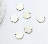Pendentif hexagone laiton doré, , pendentif géométriques, création bijoux,12mm x10 G3703