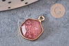 Pendentif hexagone quartz fraise 15mm,pendentif pierre,pendentif collier,pierre naturelle,pendentif quartz, quartz naturel, x1 G5629