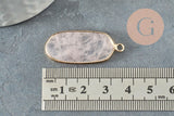 Pendentif hexagone quartz rose naturel 37mm, x1 (G2819)