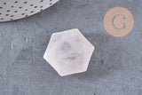 Pendentif hexagone quartz rose naturelle 45mm, x1 (G1975)