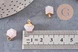 Pendentif hexagone quartz rose11mm, pendentif pierre quartz rose naturel pour création bijoux, x2-G0207