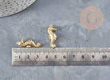 Pendentif hippocampe acier 304 inoxydable doré 26.5mm, x2 (G2893)