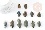 Pendentif labradorite, support argenté, pierre labradorite naturelle, 21-43mm, x1 (G2338)